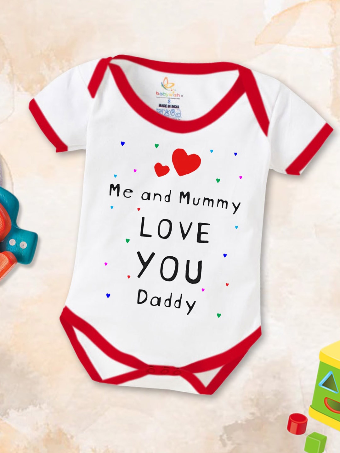 

Babywish Infants Printed Cotton Bodysuit, Red