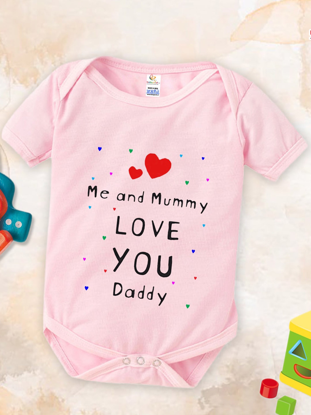 

Babywish Infants Fathers Day Printed Cotton Bodysuit, Pink