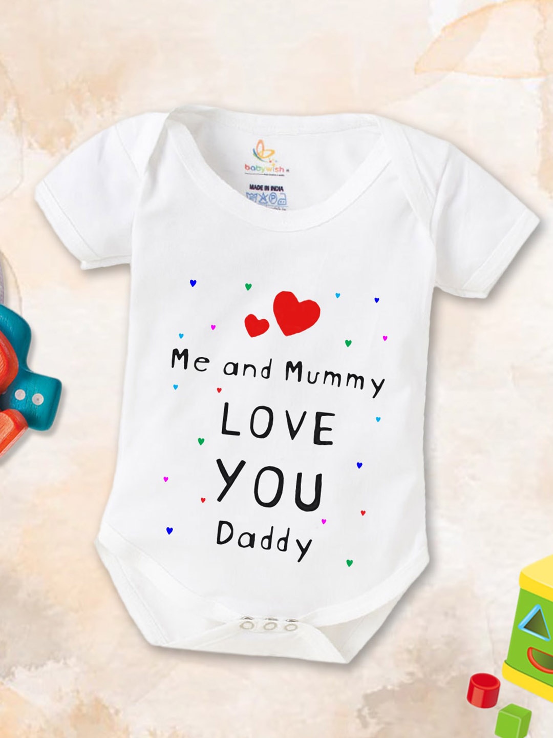 

Babywish Infants Printed Cotton Bodysuit, White