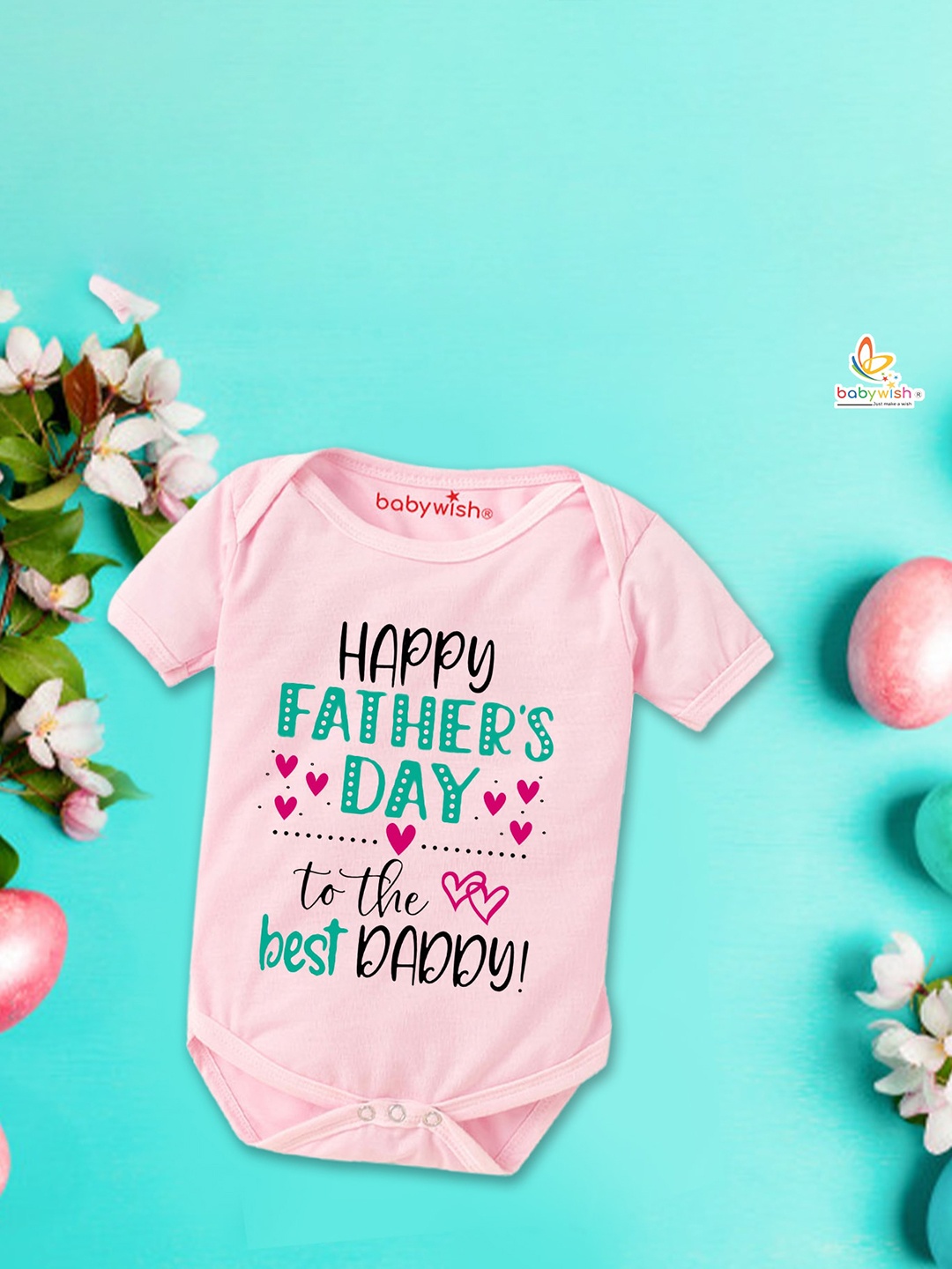 

Babywish Infants Printed Cotton Bodysuit, Pink