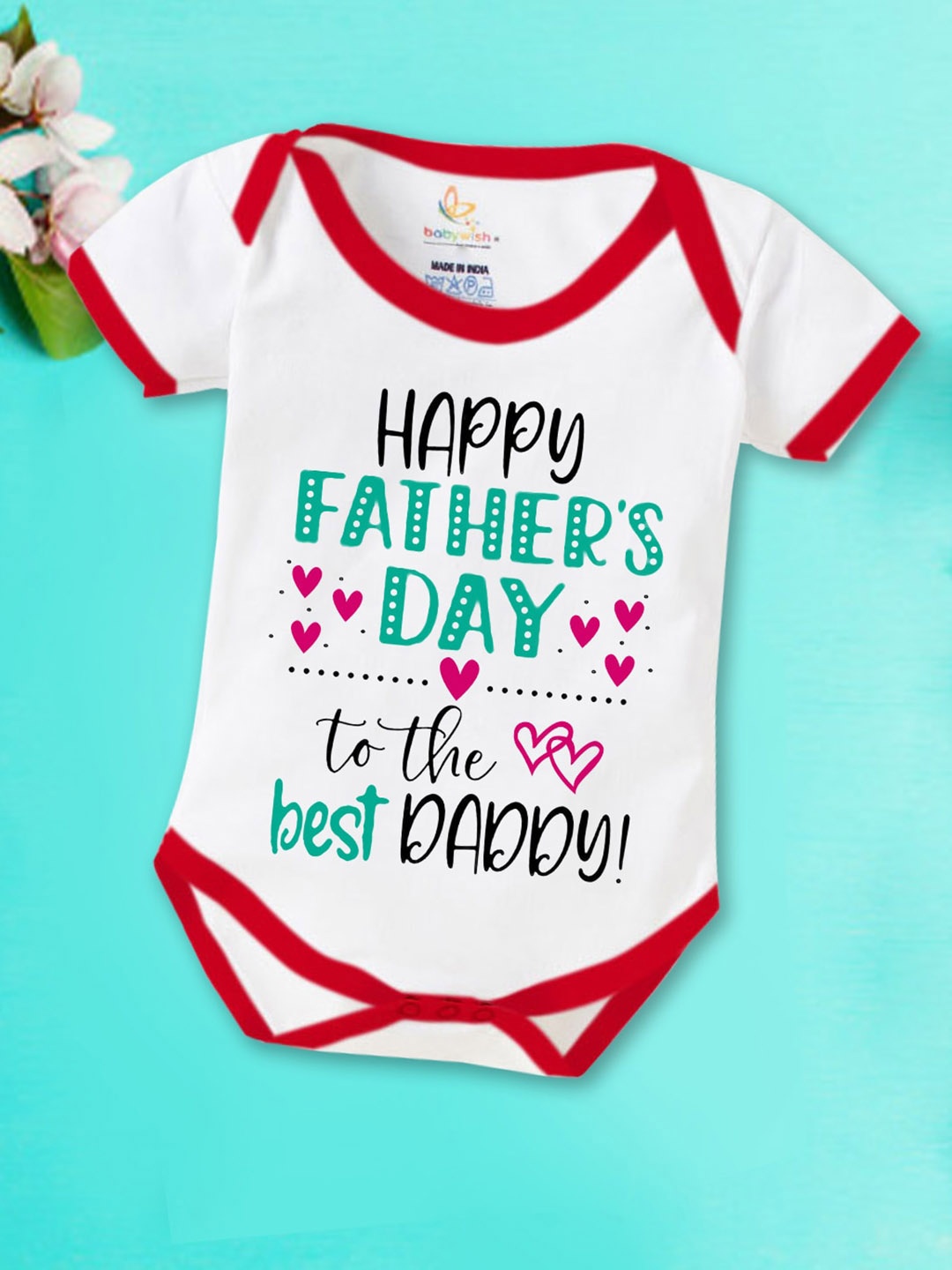 

Babywish Infants Fathers Day Printed Cotton Bodysuit, White