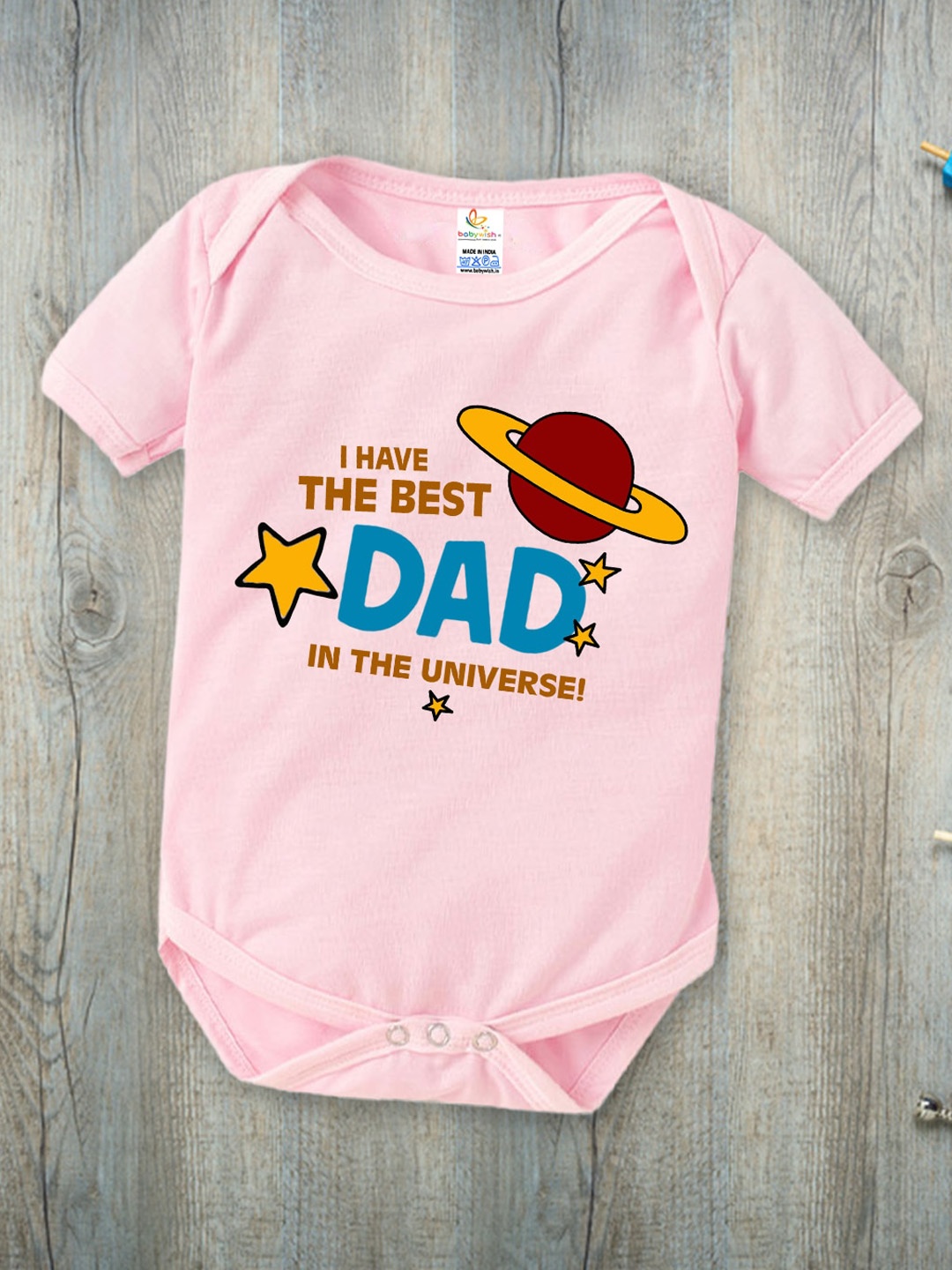 

Babywish Infants Fathers Day Printed Cotton Bodysuit, Pink
