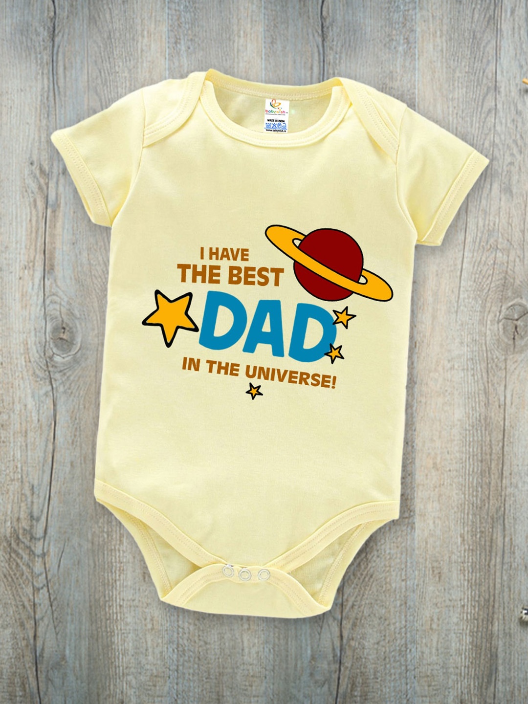 

Babywish Infants Fathers Day Printed Cotton Bodysuit, Yellow