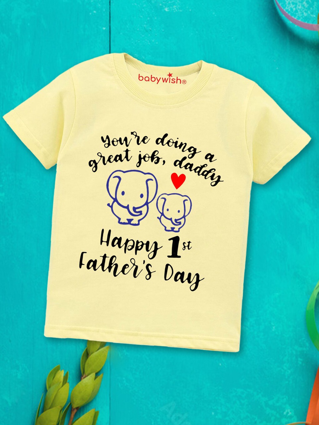 

Babywish Kids Typography Printed Applique T-shirt, Yellow