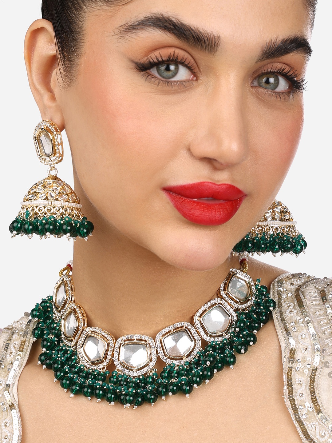 

Zaveri Pearls Gold-Plated Necklace and Earrings