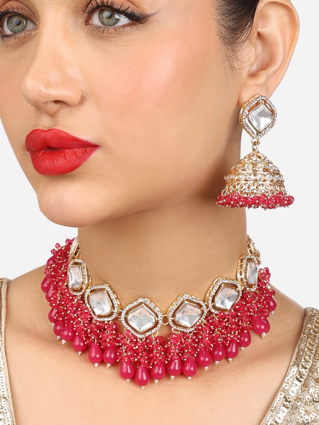 

Zaveri Pearls Gold-Plated Necklace and Earrings