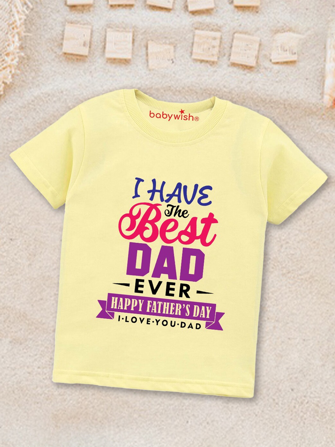 

Babywish Kids Typography Printed Applique T-shirt, Yellow