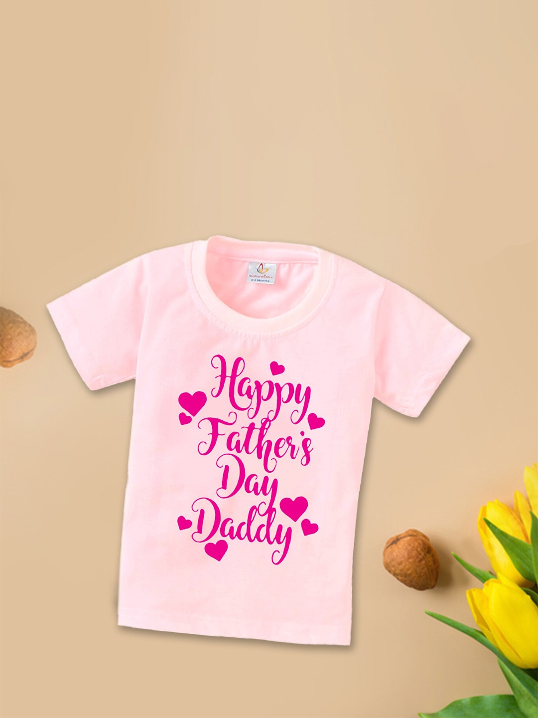 

Babywish Kids Typography Printed V-Neck T-shirt, Pink