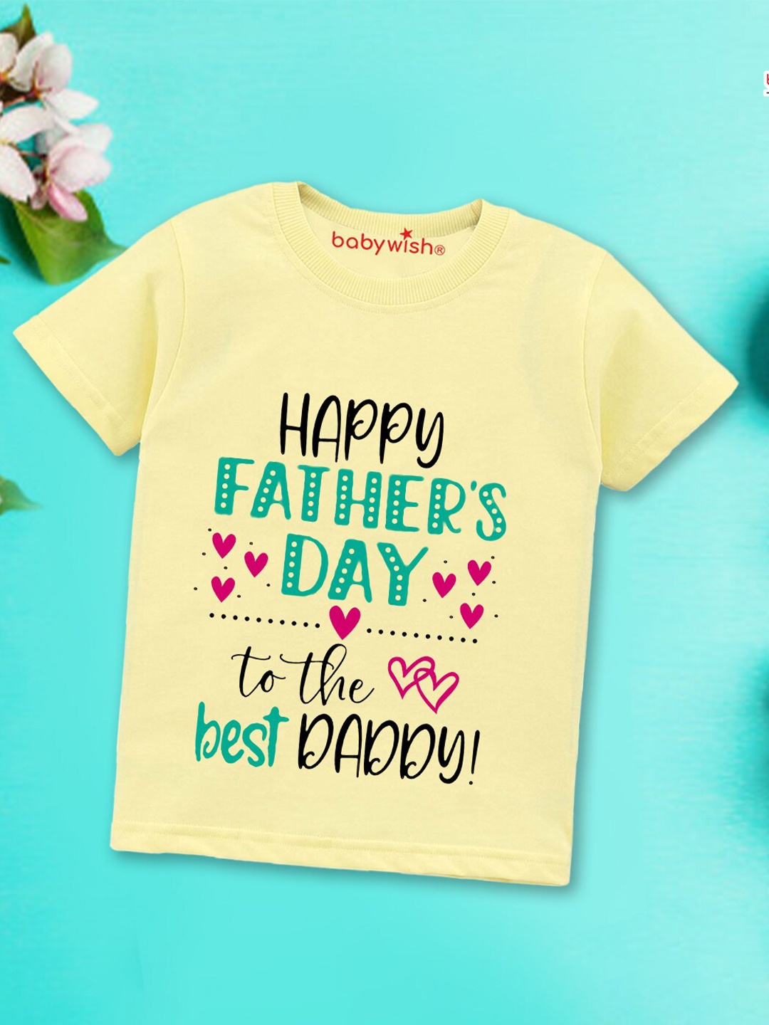 

Babywish Kids Typography Printed Applique T-shirt, Yellow