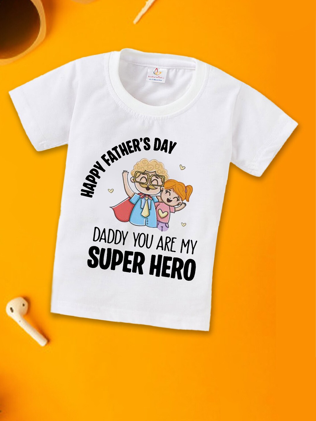 Babywish Kids Typography Printed Applique T-shirt, White