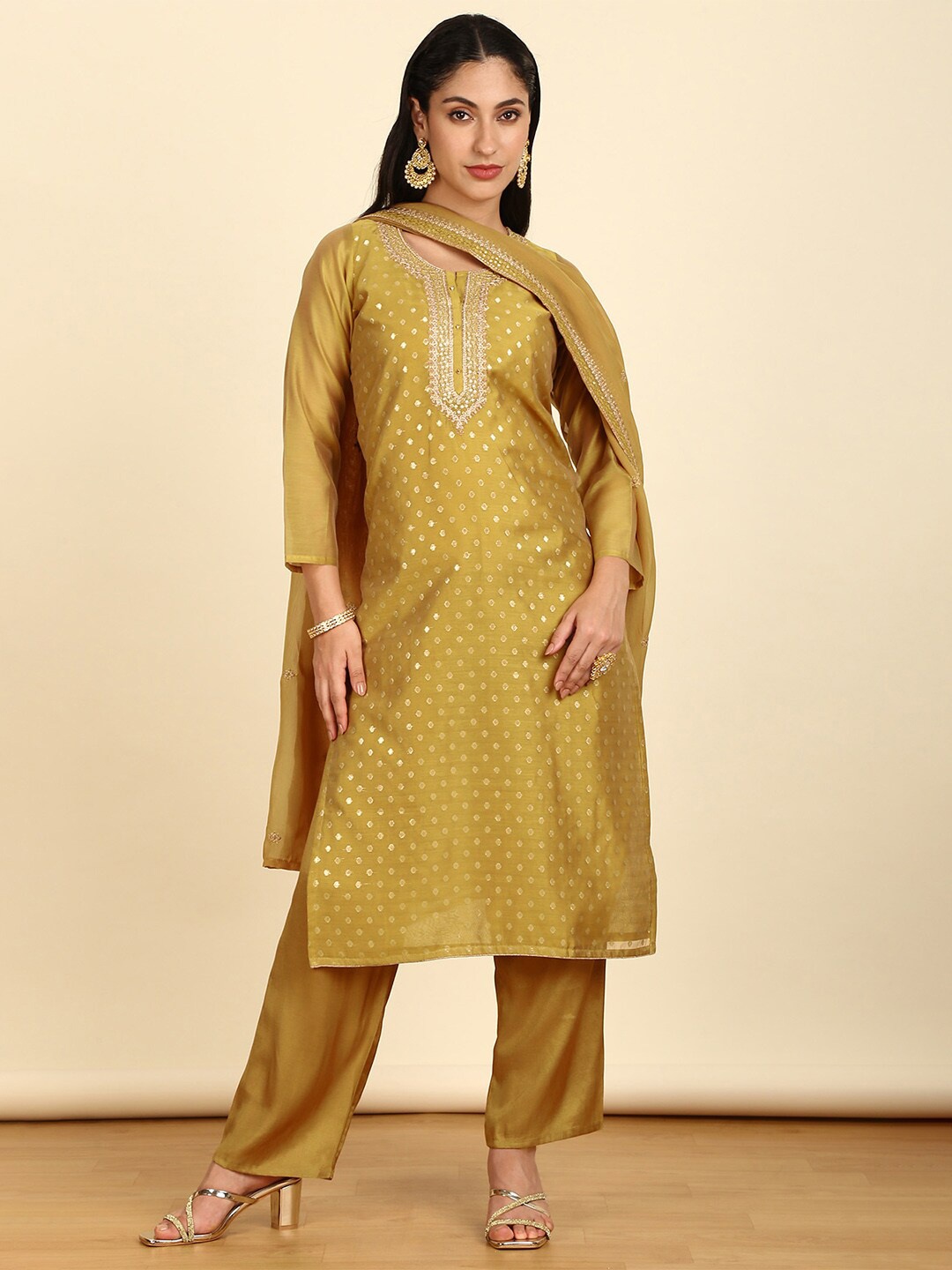 

Soch Ethnic Motifs Woven Design Unstitched Dress Material, Yellow