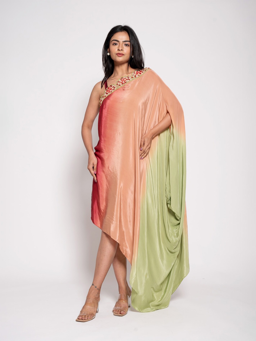 

AFFAIRE'S BY LEVELL5 Women Maxi Kimono Sleeve Kaftan Dress, Peach