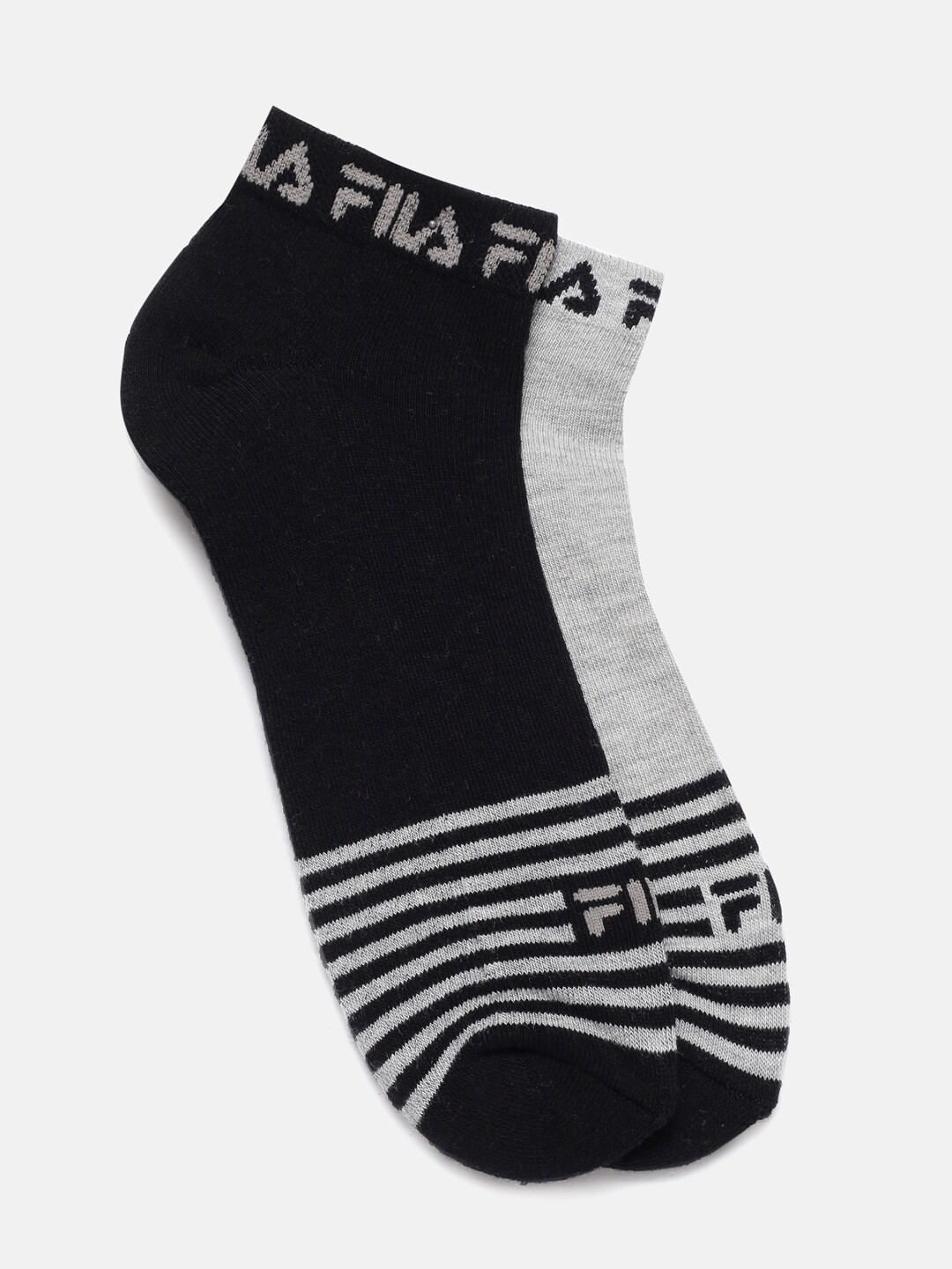 

FILA Kris Men Pack Of 2 Striped Ankle Length Socks, Black