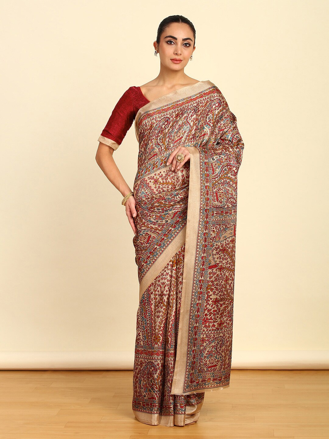 

Soch Maroon Paisley Printed Zari Art Silk Saree