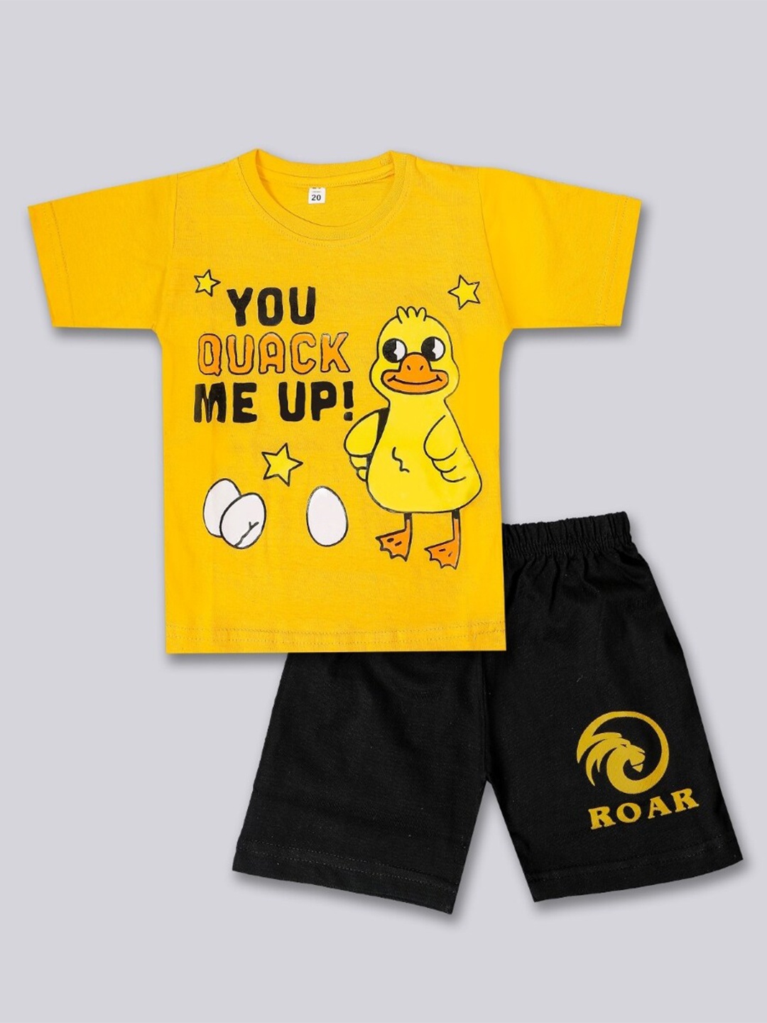 

BAESD Boys Printed T-shirt With Shorts, Yellow