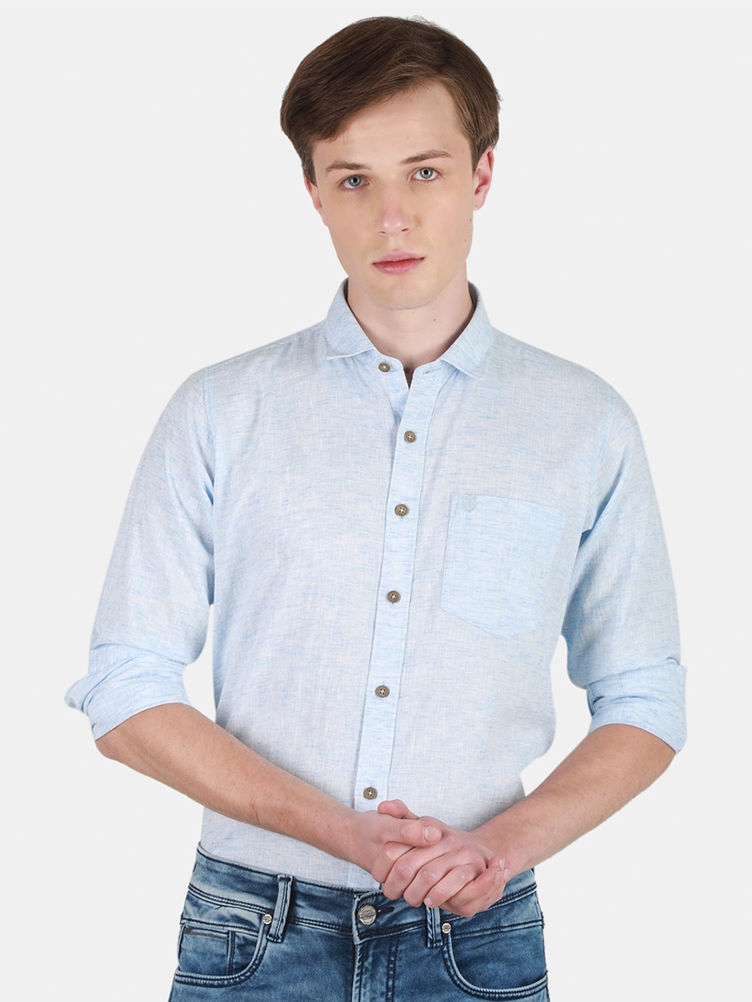 

Duke Men Slim Fit Opaque Striped Casual Shirt, Blue