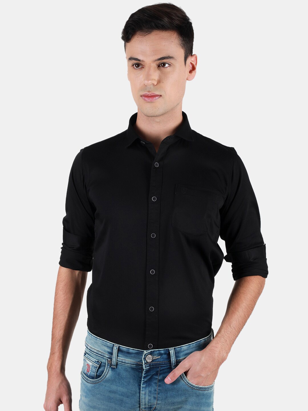 

Duke Men Slim Fit Opaque Casual Shirt, Black