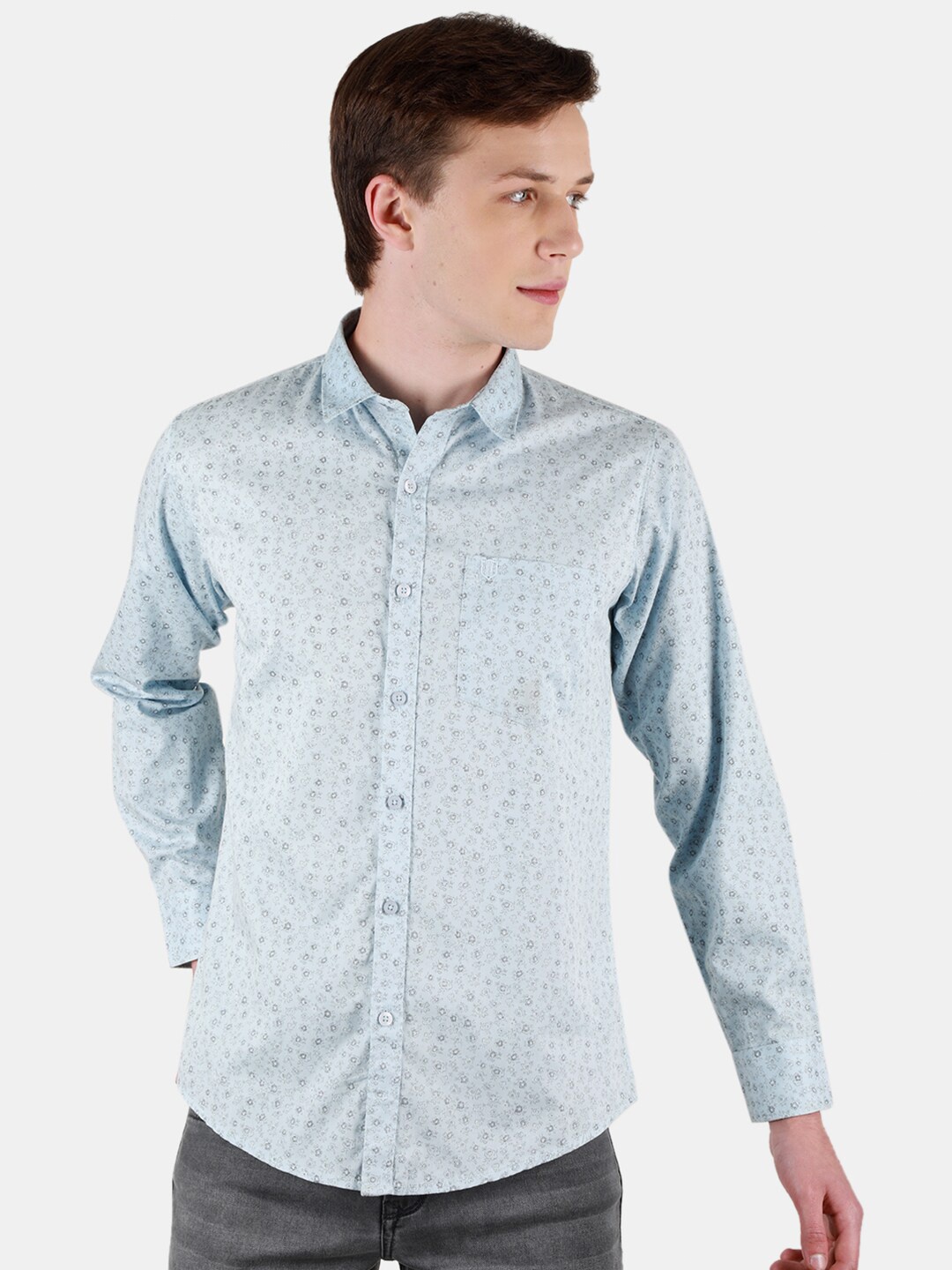 

Duke Men Slim Fit Floral Opaque Printed Casual Shirt, Blue