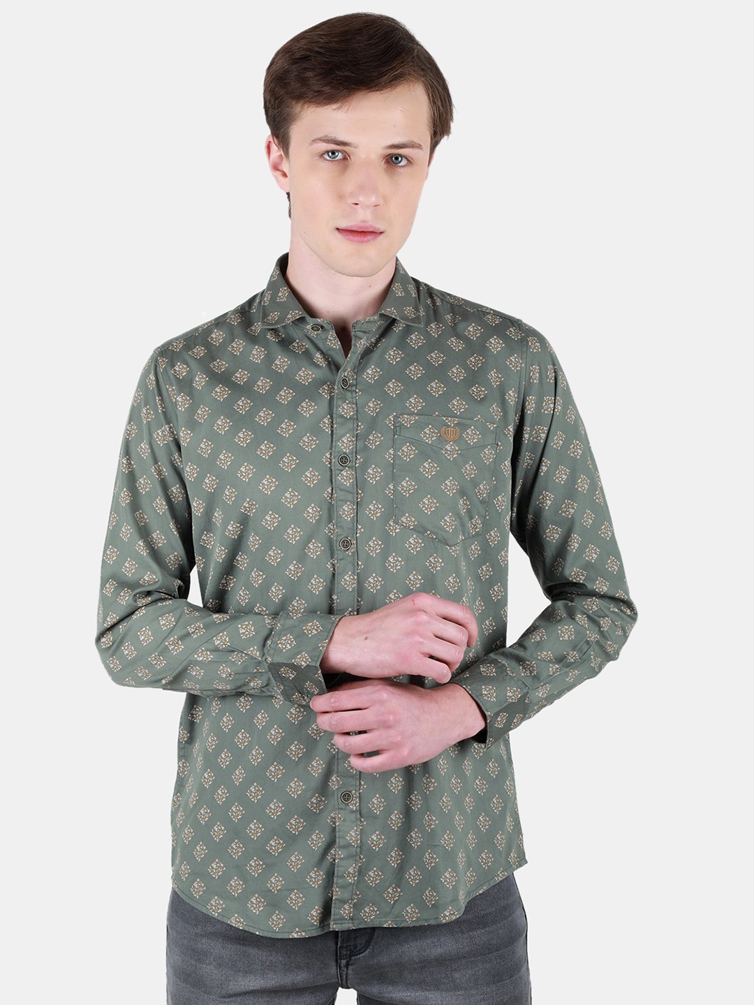 

Duke Men Slim Fit Floral Opaque Printed Casual Shirt, Green