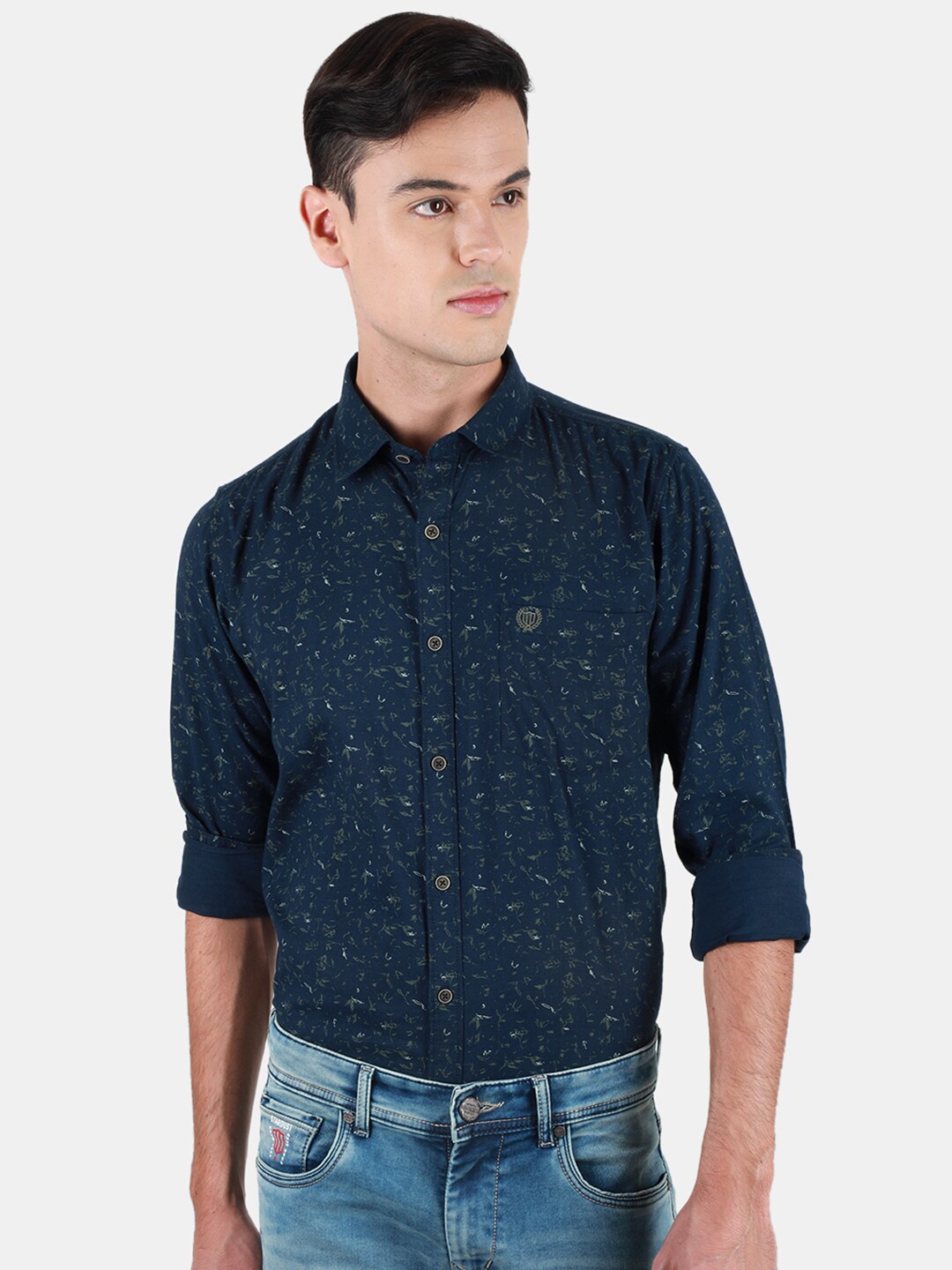 

Duke Men Slim Fit Opaque Printed Casual Shirt, Blue