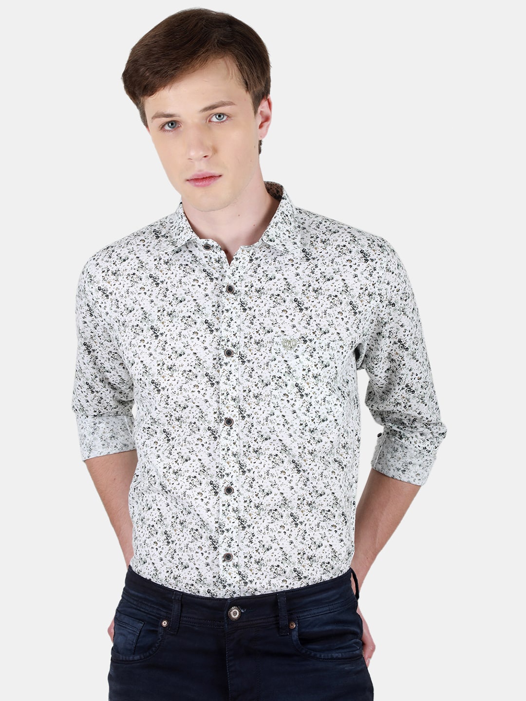 

Duke Men Slim Fit Floral Opaque Printed Casual Shirt, White