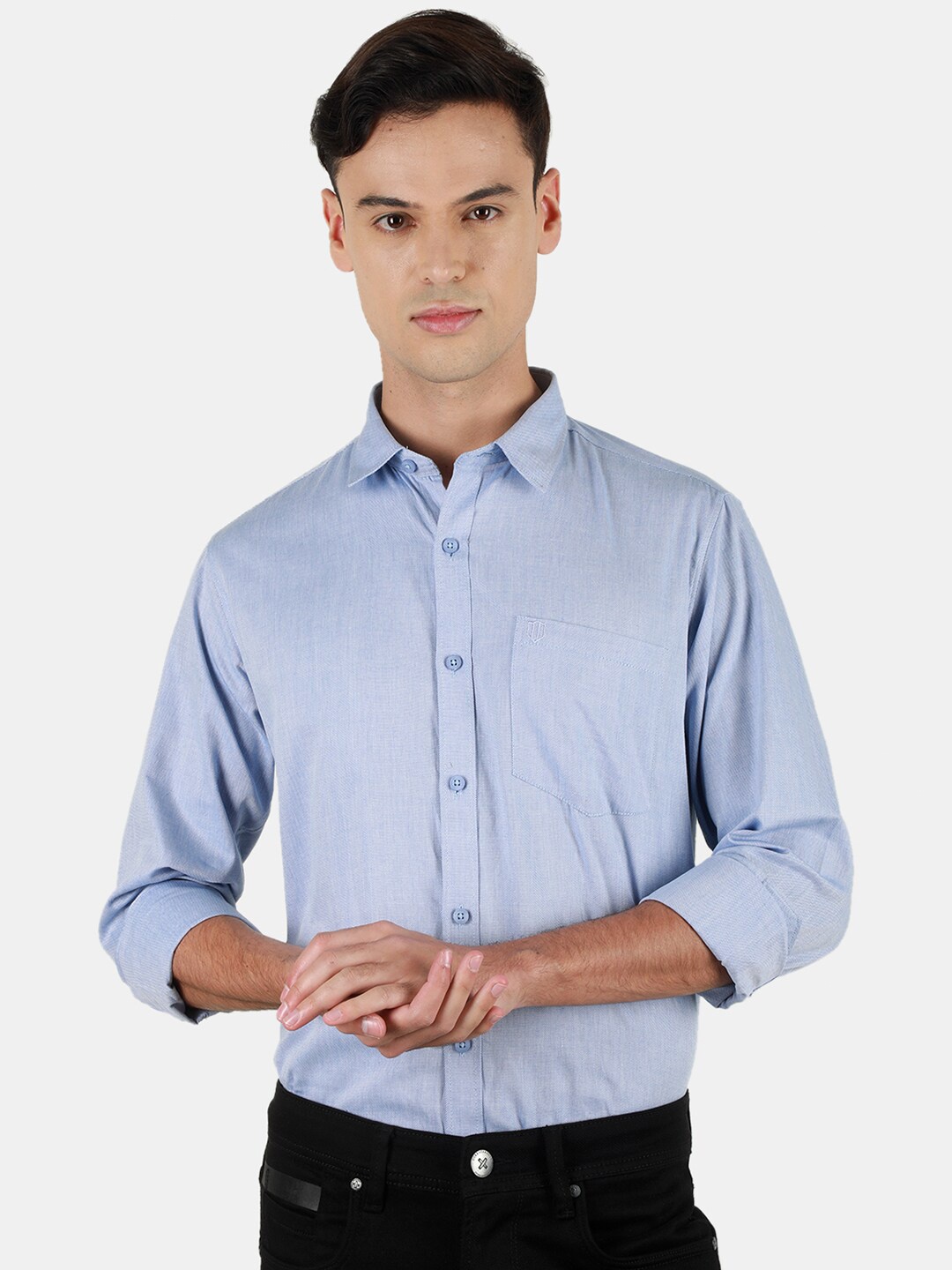 

Duke Men Slim Fit Opaque Formal Shirt, Blue