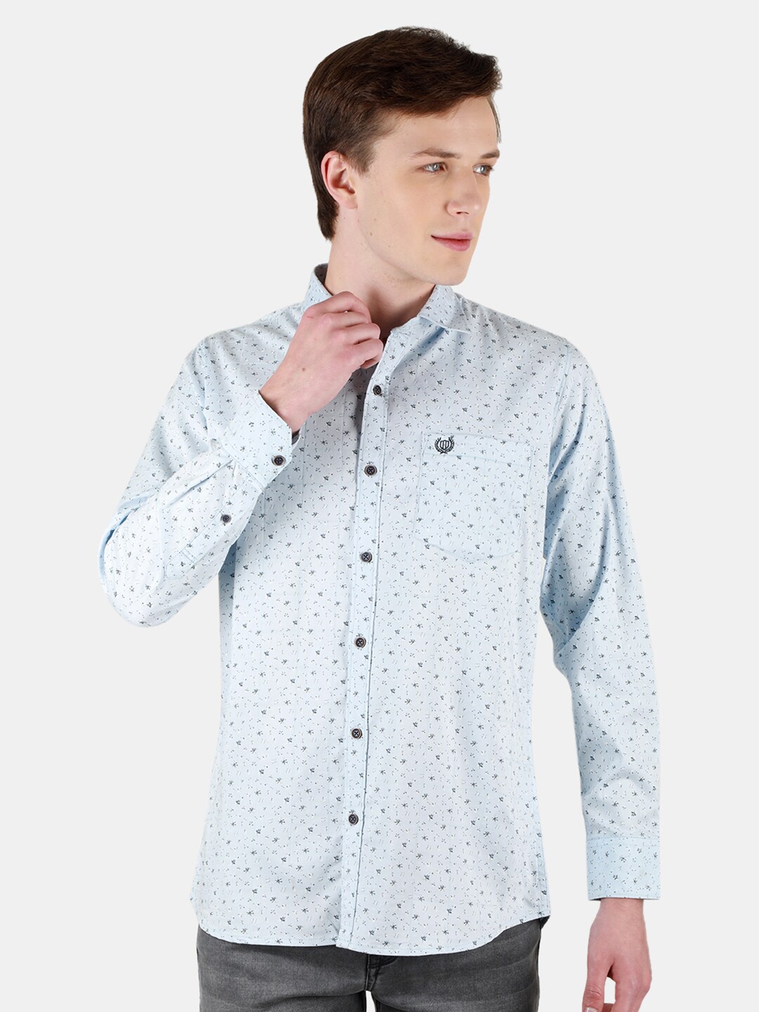 

Duke Men Slim Fit Opaque Printed Casual Shirt, Blue