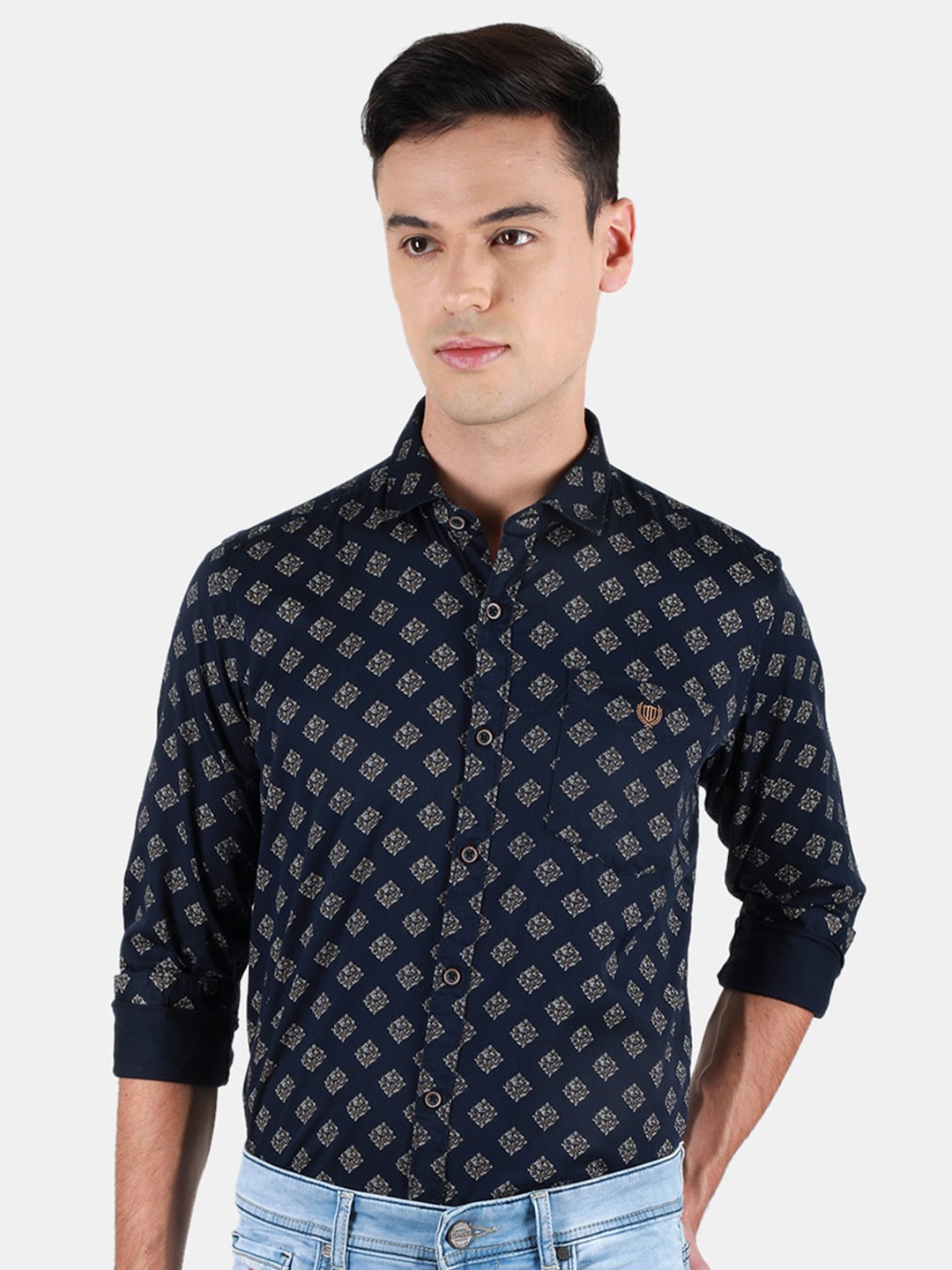 

Duke Men Slim Fit Floral Opaque Printed Casual Shirt, Blue