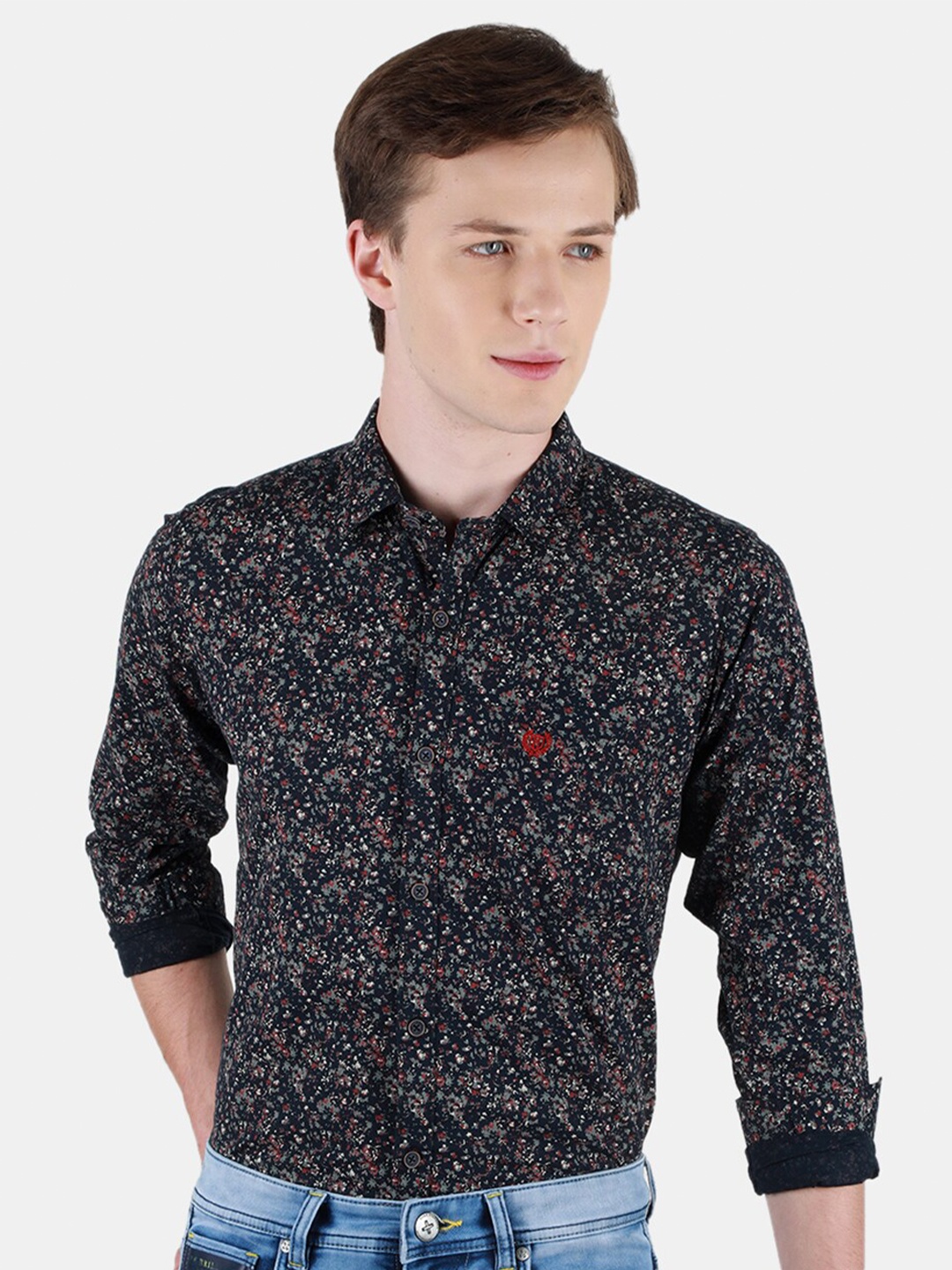 

Duke Men Slim Fit Floral Opaque Printed Casual Shirt, Blue