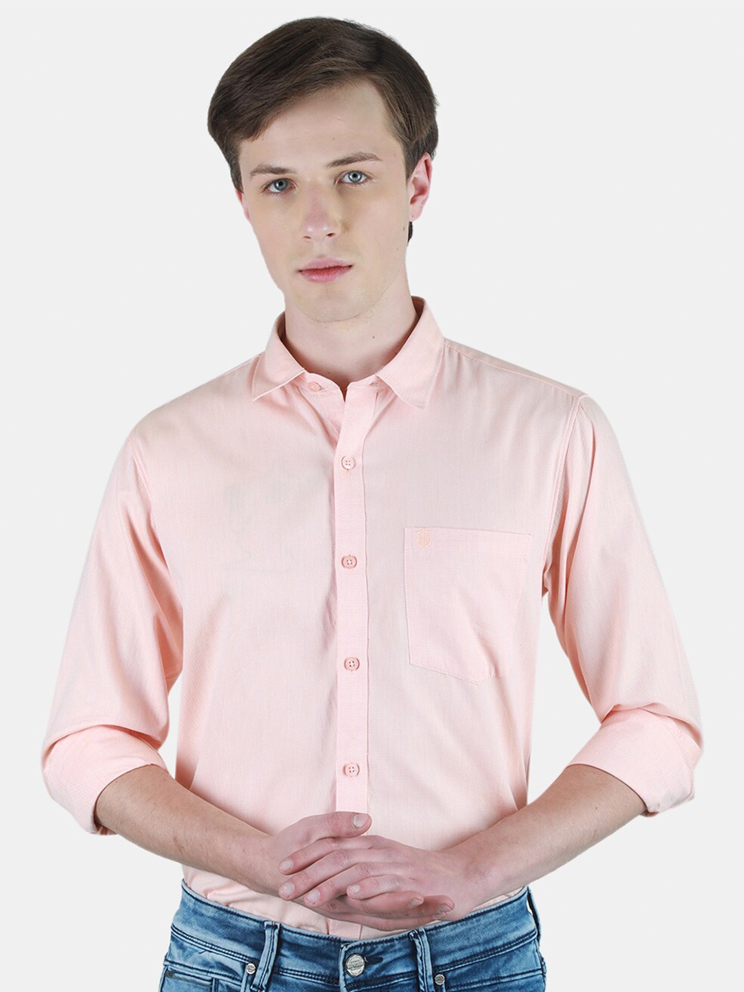 

Duke Men Slim Fit Opaque Formal Shirt, Pink