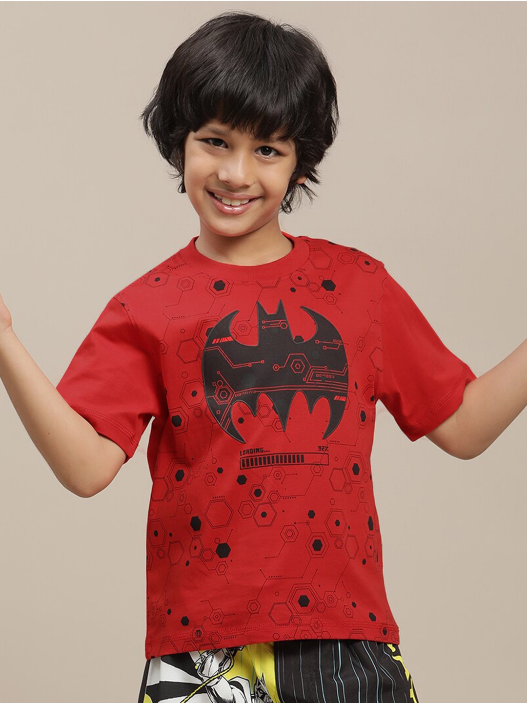 

Kids Ville Boys Batman Printed Pure Cotton T-Shirt, Red