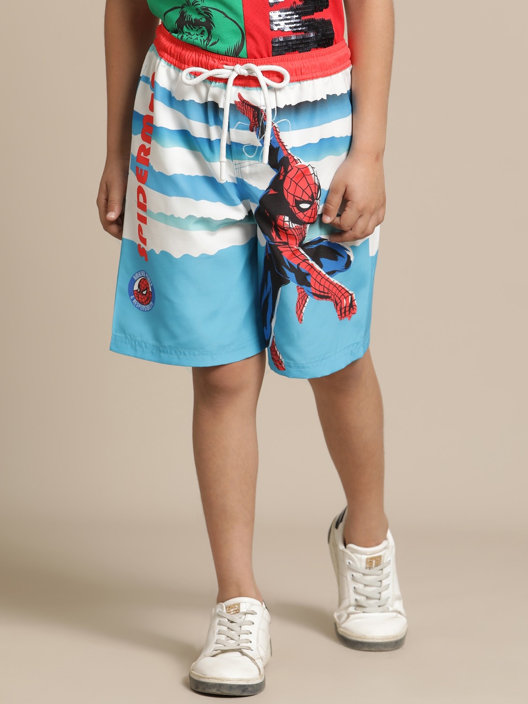 

Kids Ville Boys Spiderman Printed Mid-Rise Shorts, White