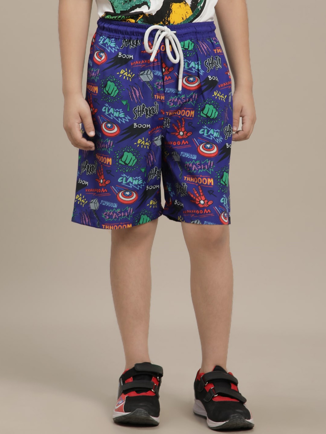 Kids Ville Captain America Printed Regular Shorts, Blue