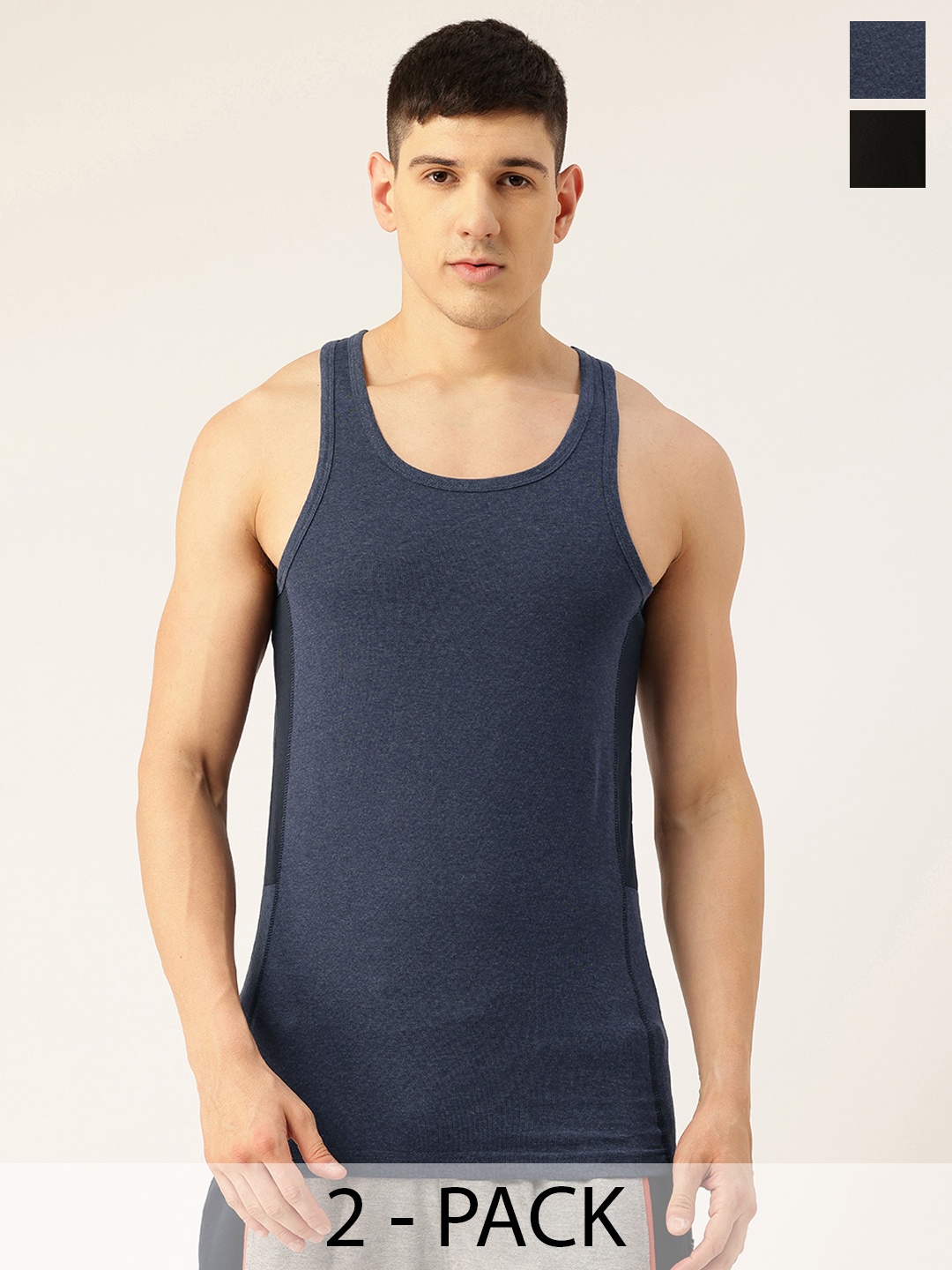 

Chromozome Pack Of 2 Innerwear Vests, Blue