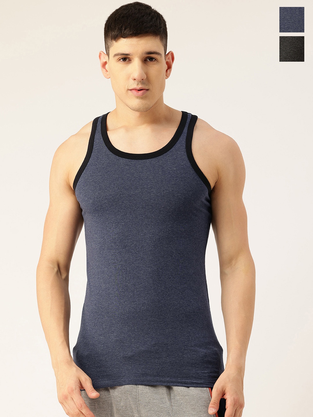 

Chromozome Pack Of 2 Tank Innerwear Vests, Navy blue