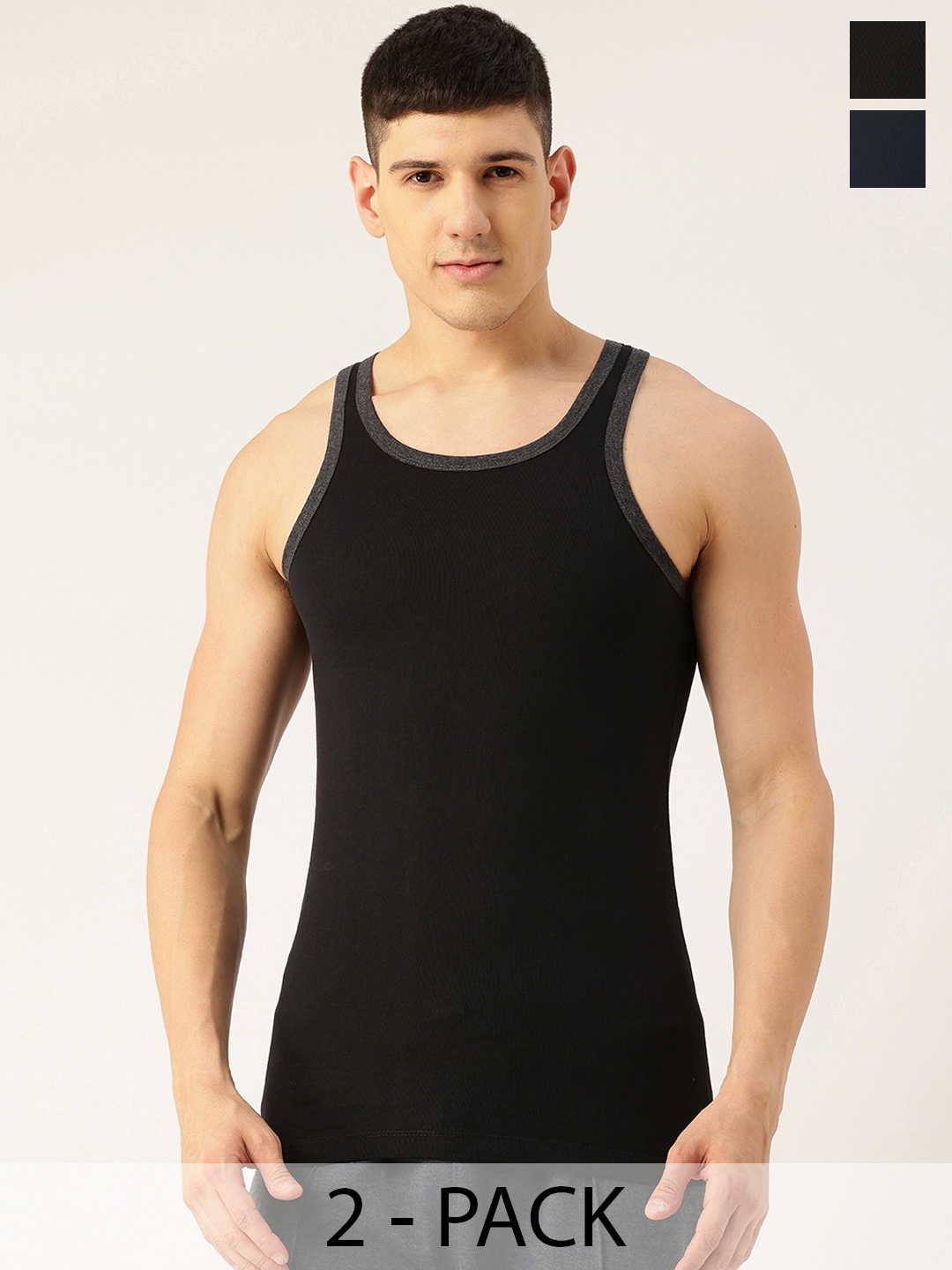 

Chromozome Pack Of 2 Tank Innerwear Vests, Black
