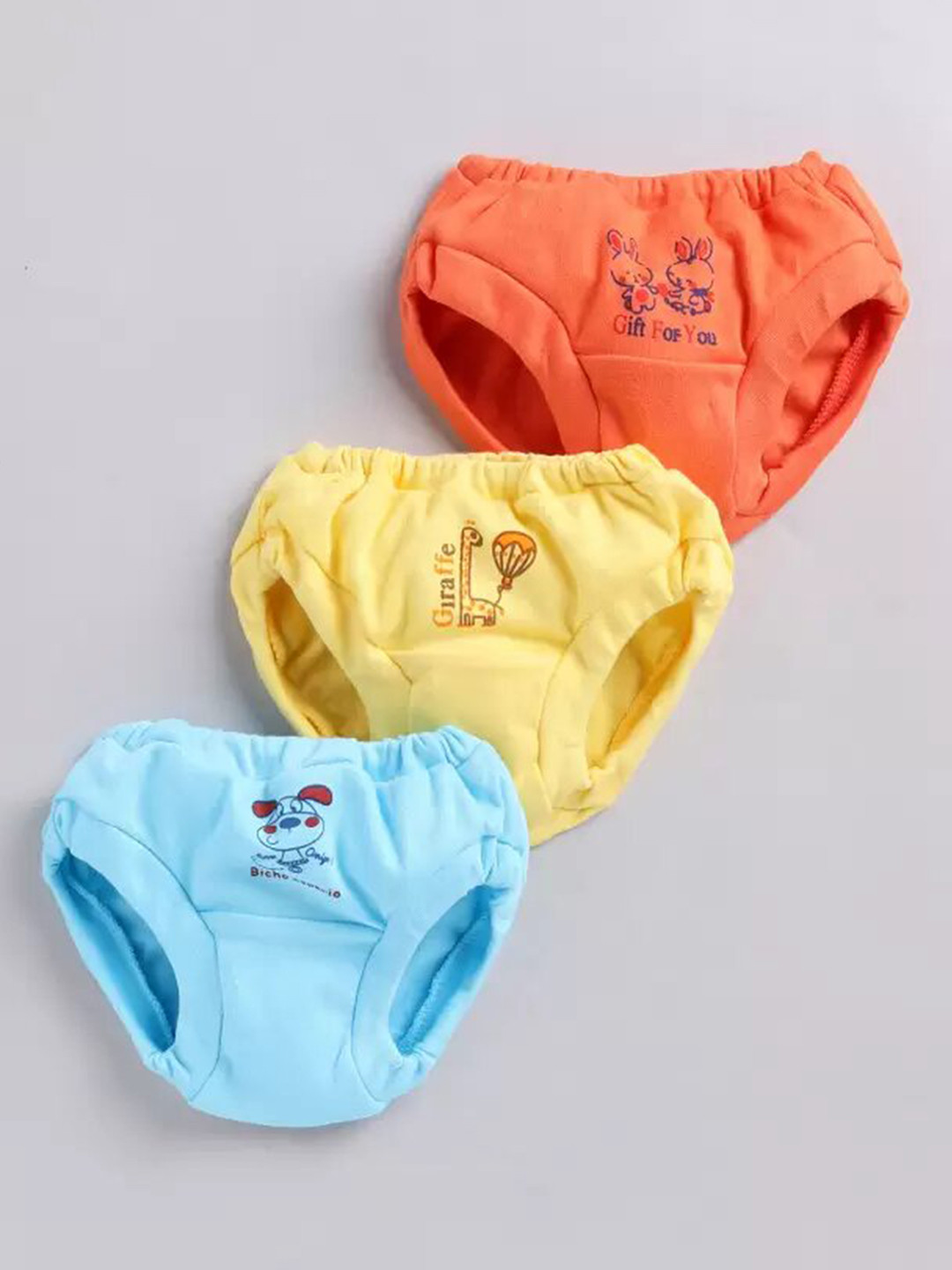 

Redden Infant Girls Pack Of 3 Printed Pure Cotton Mid Rise Basic Briefs, Blue