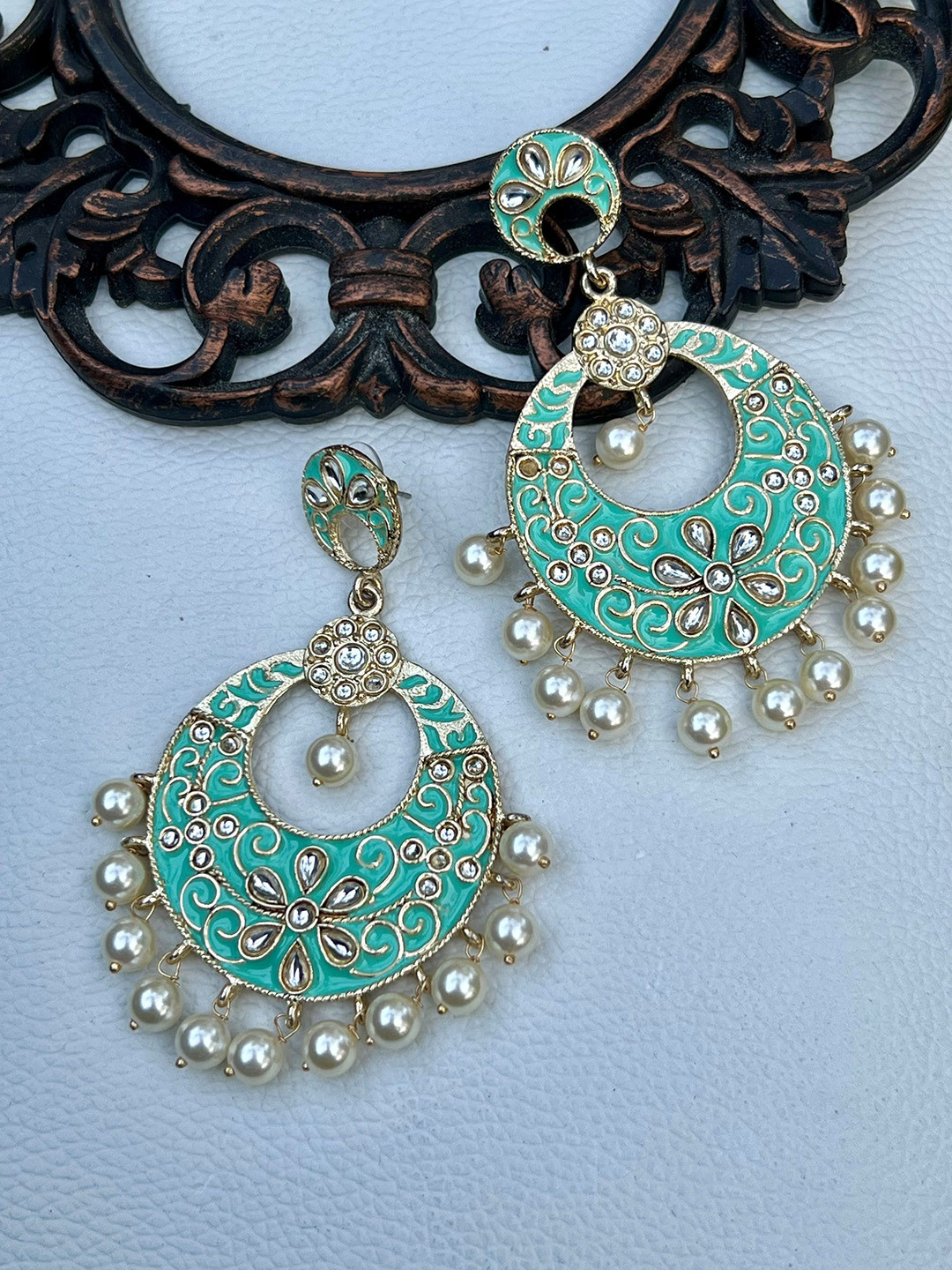 

Prettilicious Contemporary Chandbalis Earrings, Green
