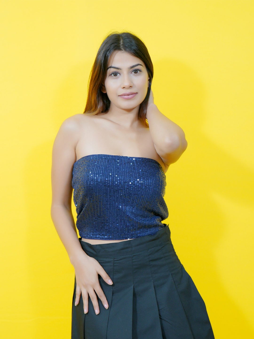 

CRAZEVILLA Georgette Tube Top, Navy blue