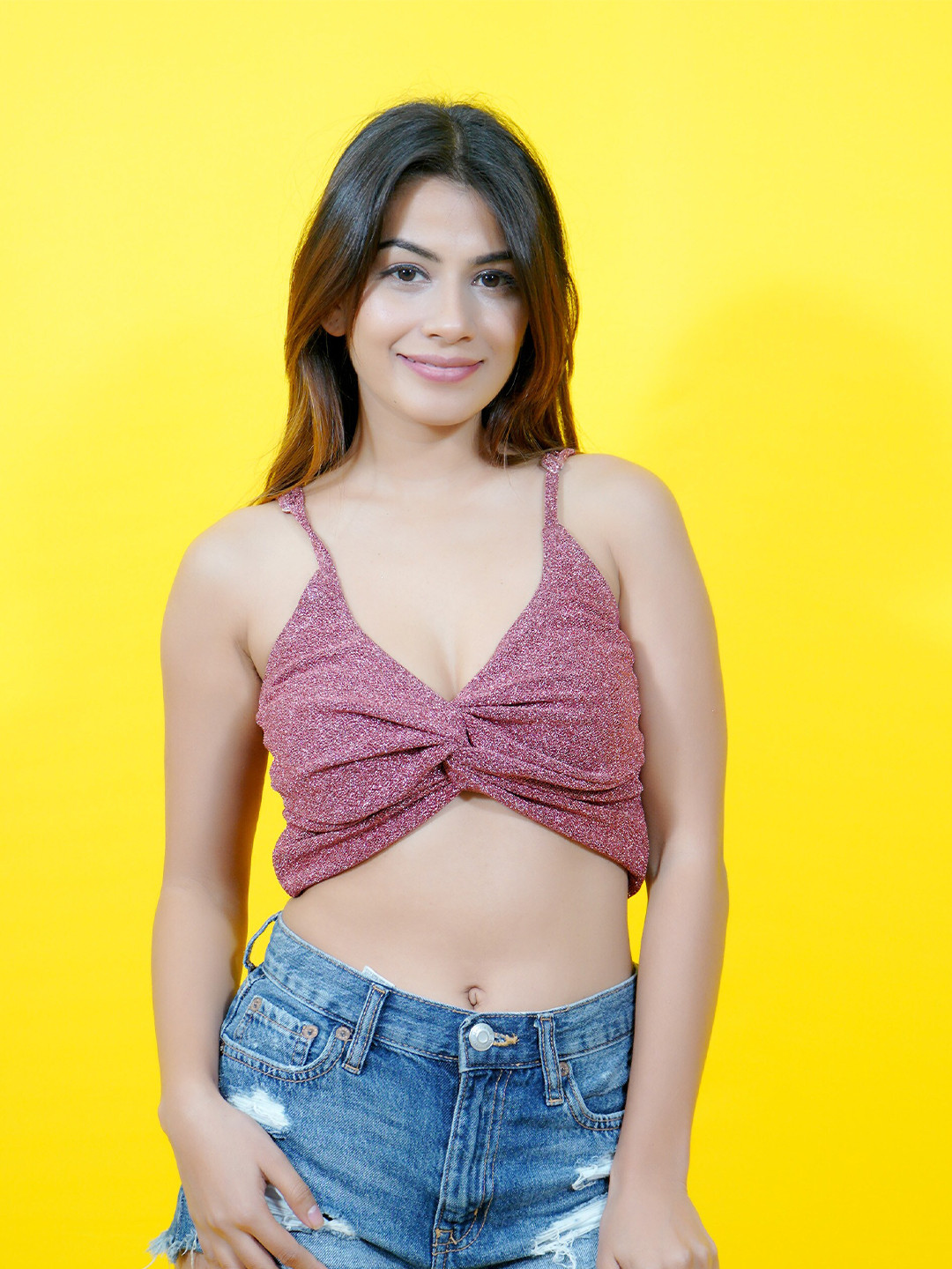 

CRAZEVILLA Scuba Bralette Top, Pink
