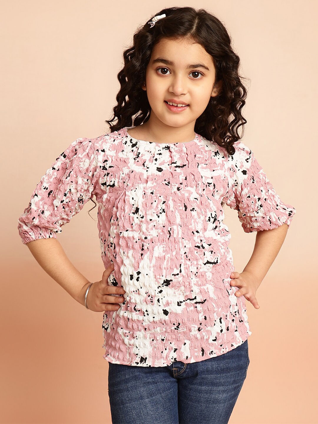 

BAESD Floral Print High-Low Top, Pink