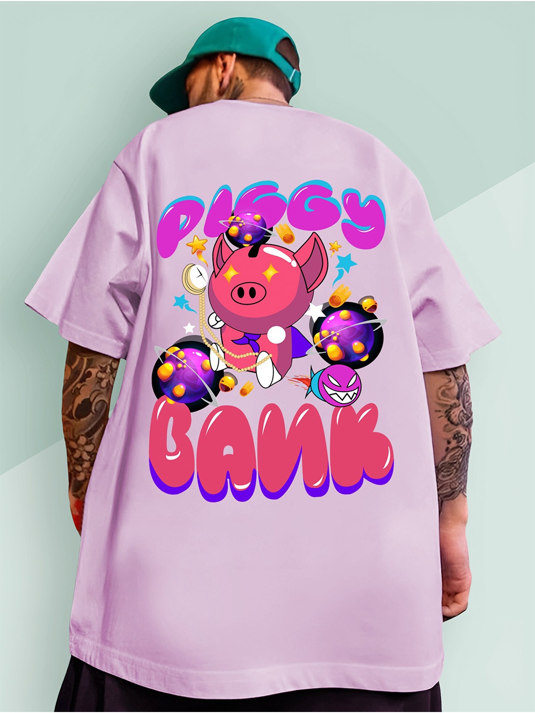 

CHKOKKO Men Printed Applique T-shirt, Lavender