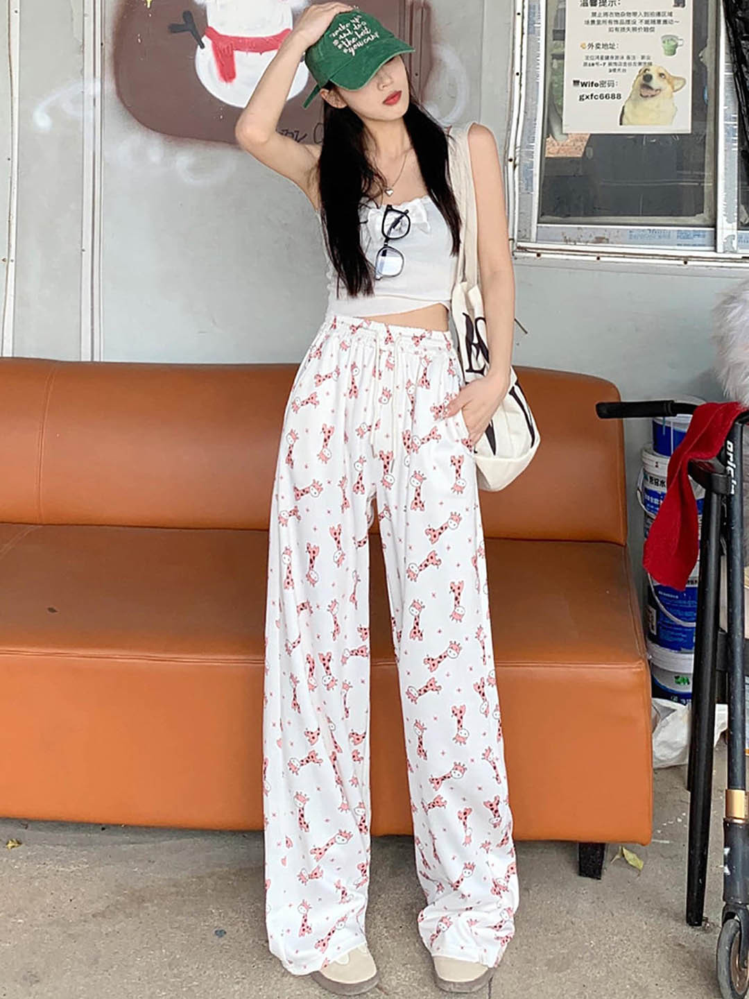 

LULU & SKY Women Floral Printed High-Rise Trousers, White