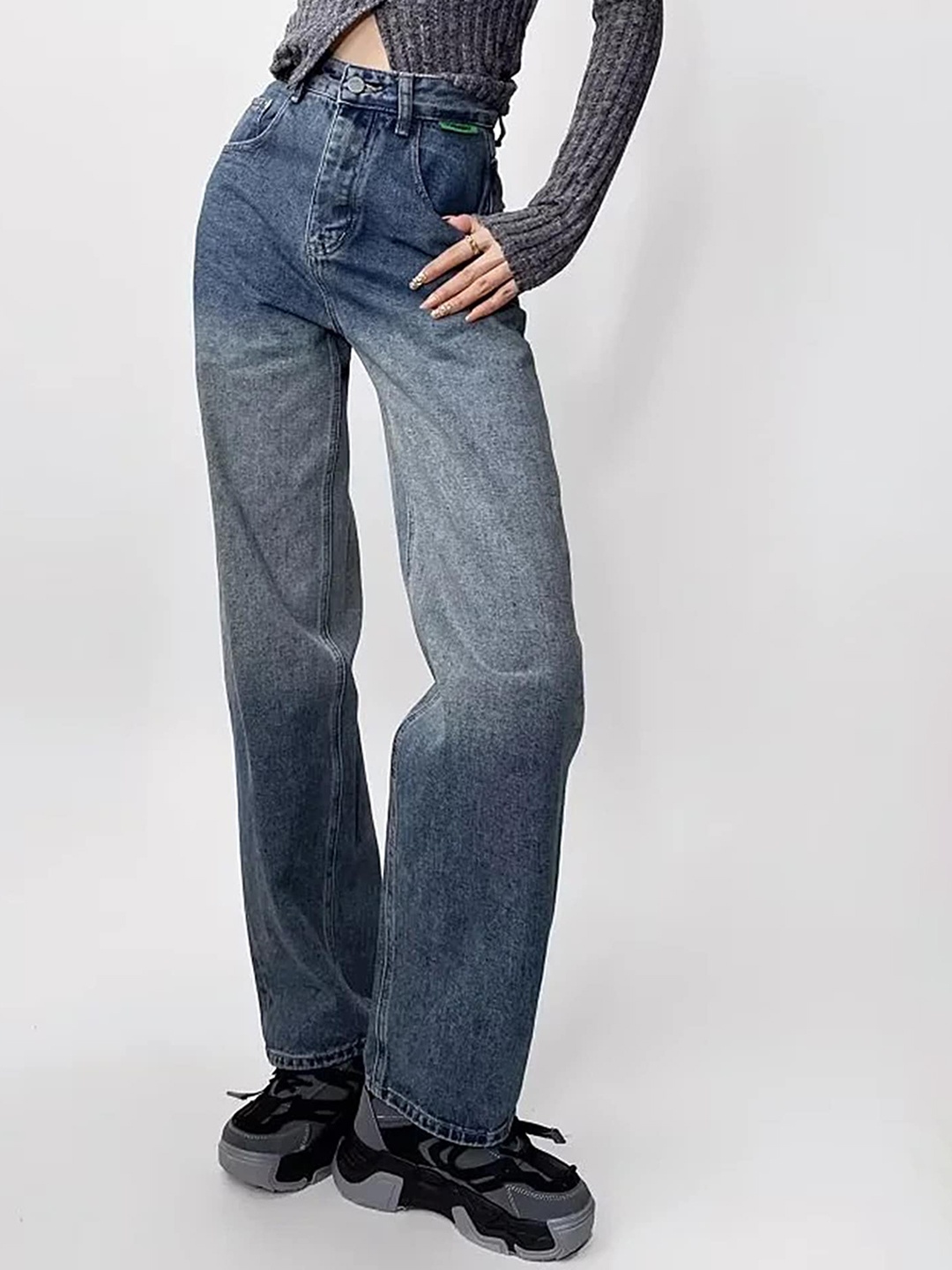 

LULU & SKY Women Mom Fit High-Rise Heavy Fade Jeans, Blue