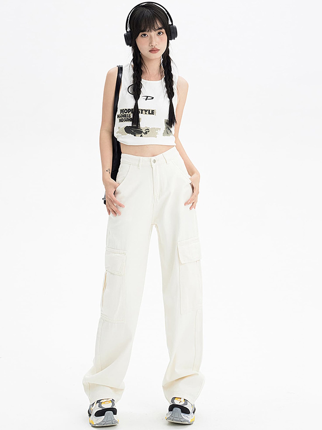 

LULU & SKY Women Straight Fit High-Rise Pure Cotton Jeans, White