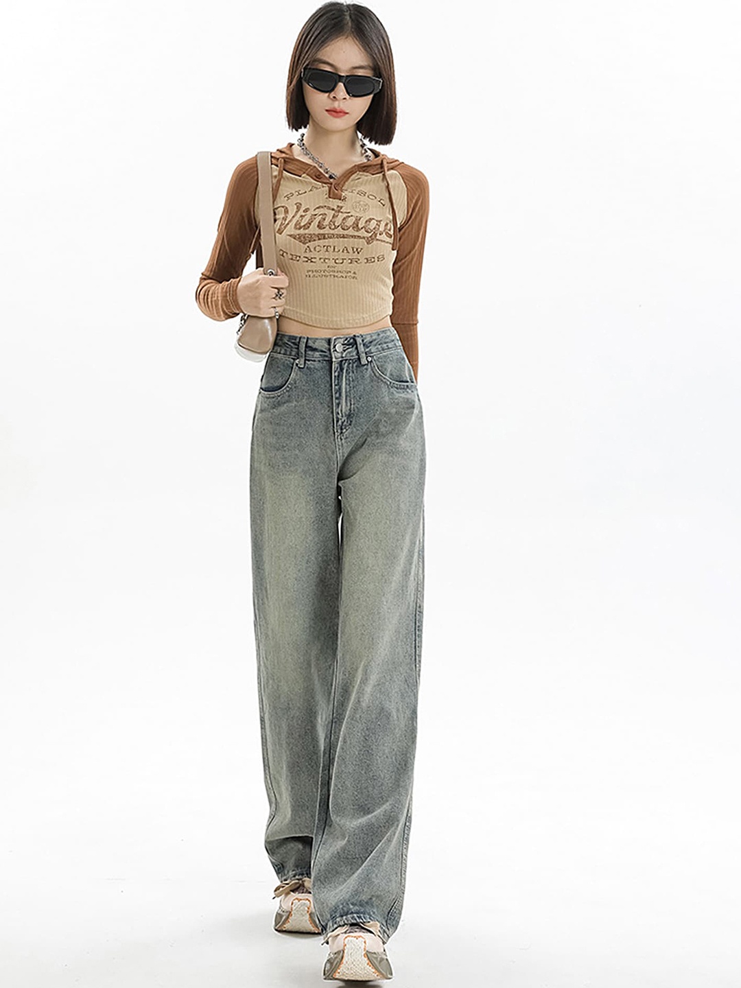 

LULU & SKY Women Straight Fit High-Rise Heavy Fade Stretchable Jeans, Blue