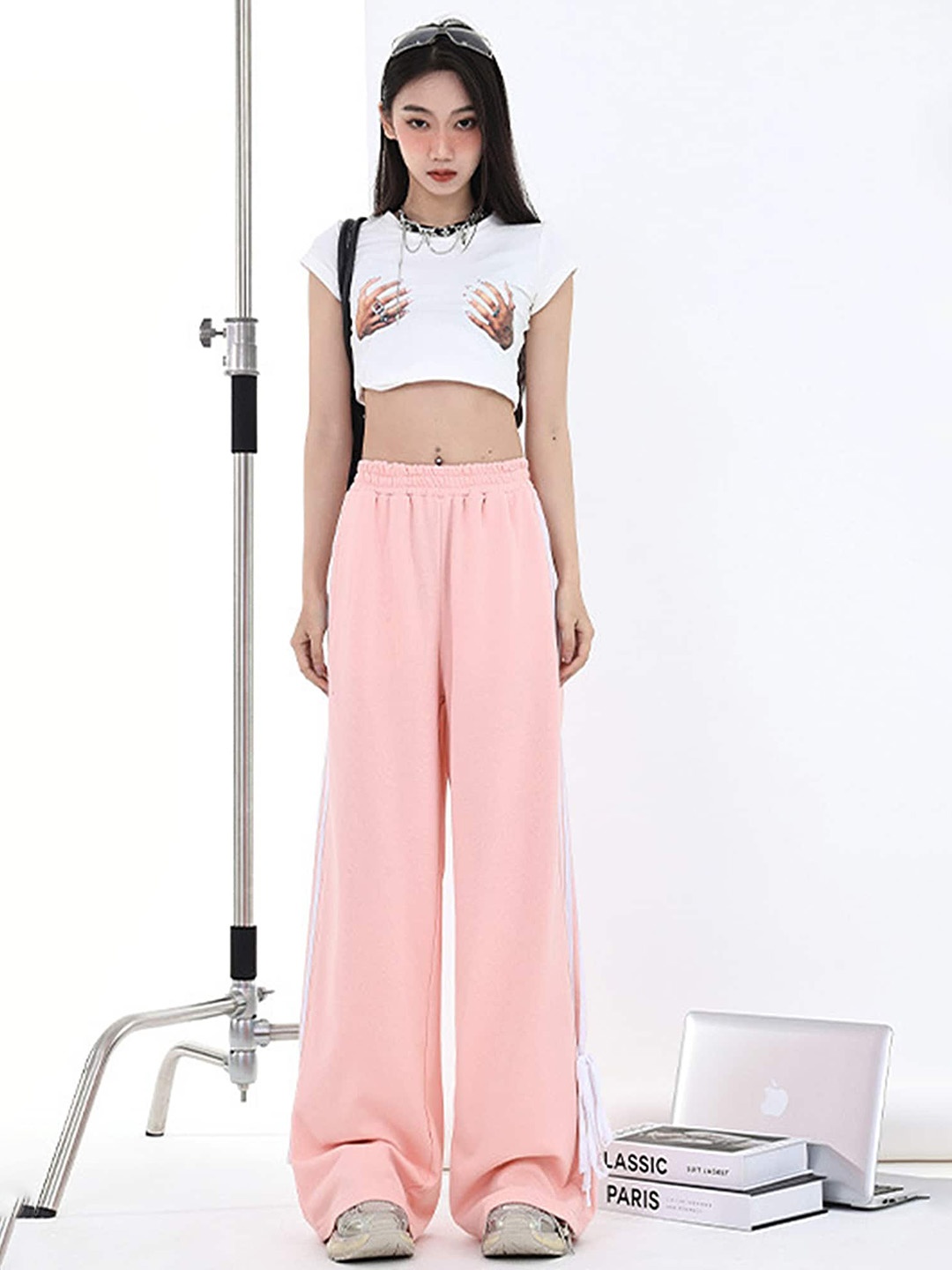 

LULU & SKY Women High-Rise Trousers, Pink
