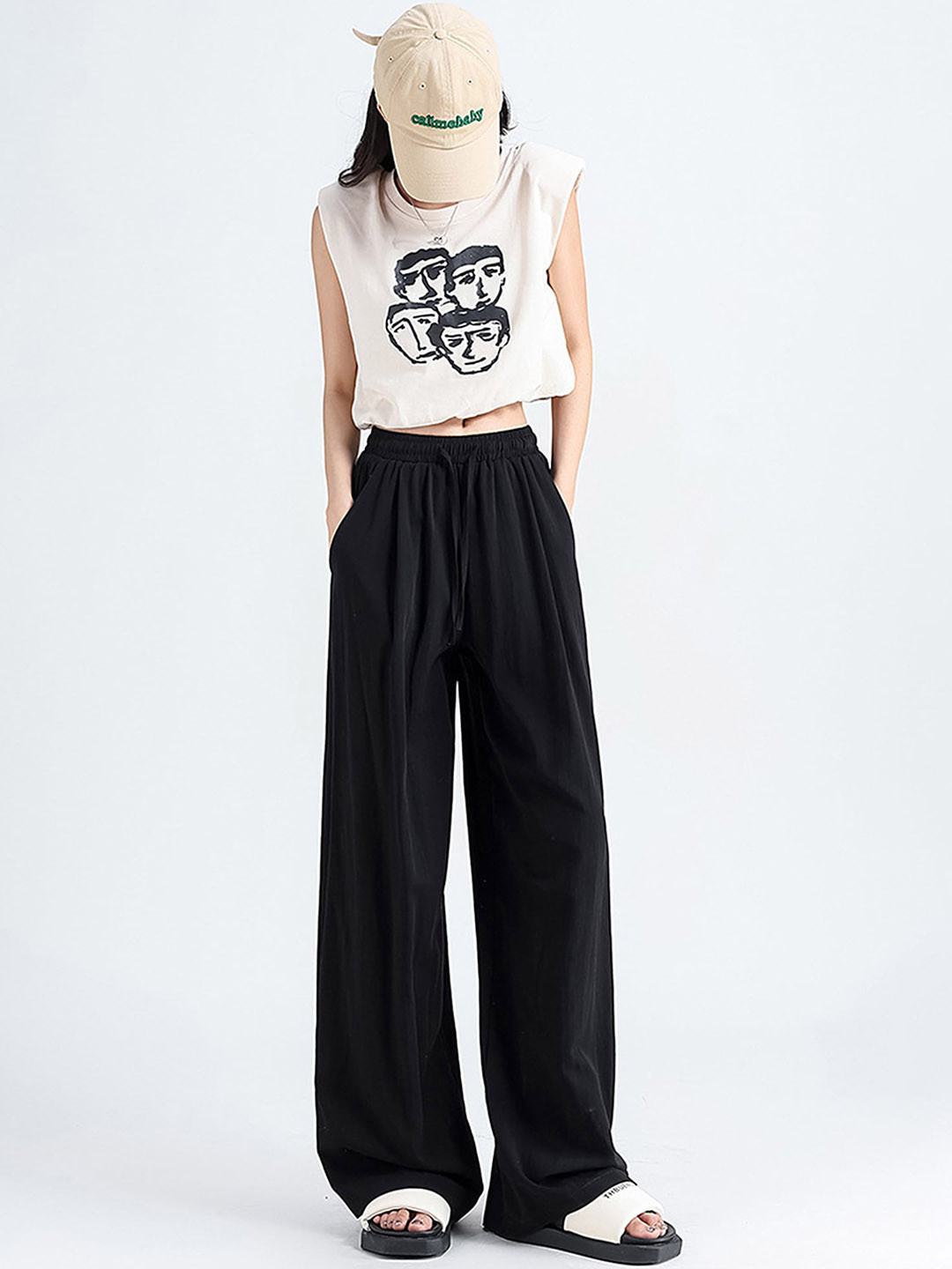 

LULU & SKY Women Black High-Rise Ultra Wide Pants Trousers