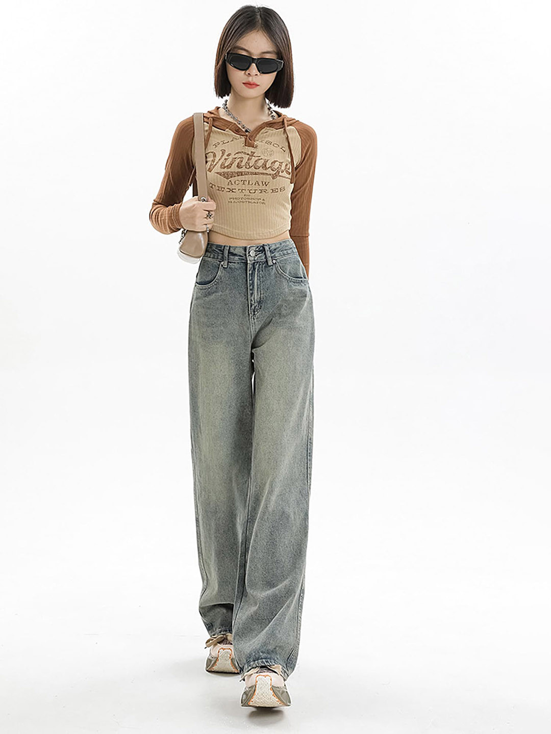 

LULU & SKY Women Straight Fit High-Rise Heavy Fade Jeans, Blue