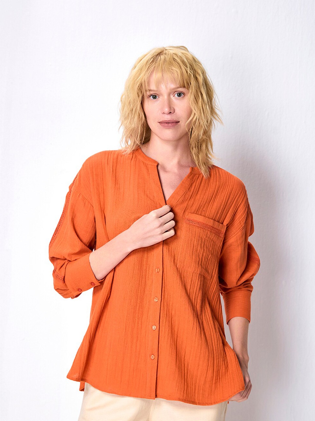 

COVER STORY Women Comfort Opaque Casual Shirt, Rust